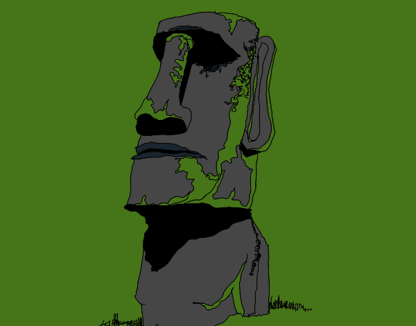 Coloring page Moai from the Easter Island painted byCharlotte