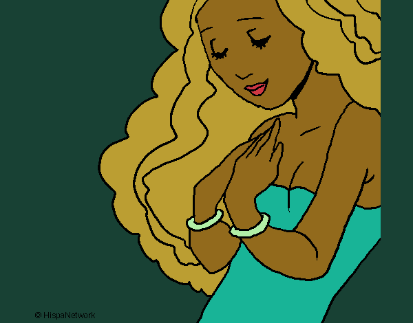 Coloring page Princess with eyes closed painted byCharlotte