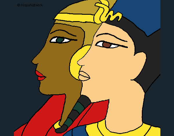 Coloring page Ramses and Nefertiti painted byCharlotte