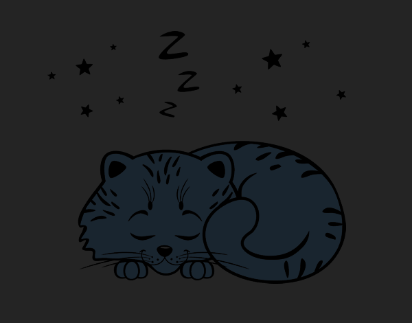 Coloring page Sleeping kitten painted byCharlotte