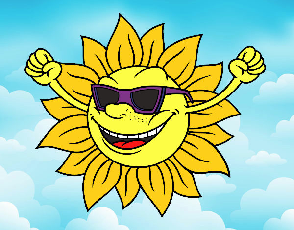 Coloring page The sun with sunglasses painted byBeautyWWE