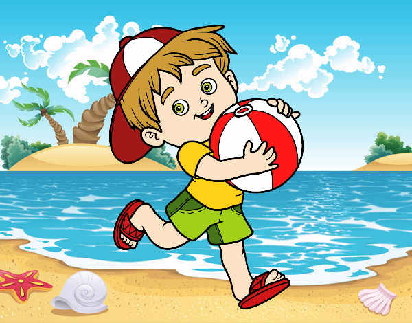 Coloring page Child playing with beach ball painted bybarbie_kil
