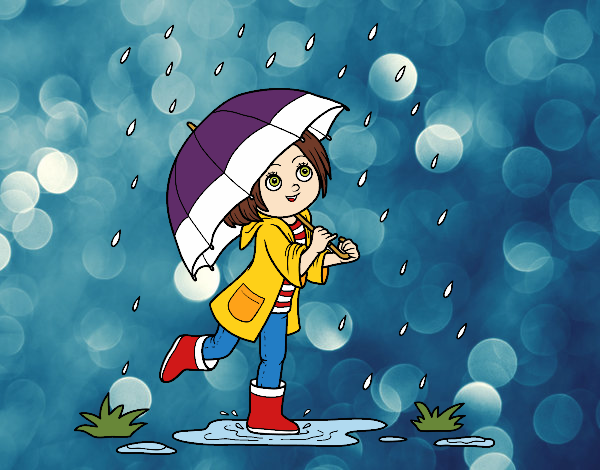 Coloring page Girl with umbrella in the rain painted bybarbie_kil