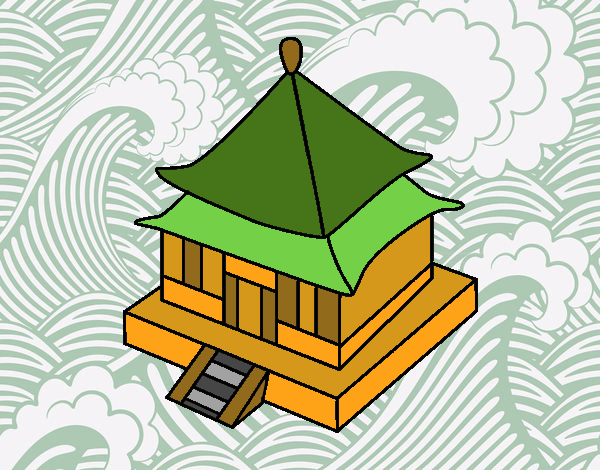Coloring page Japanese residence painted byMGapsis