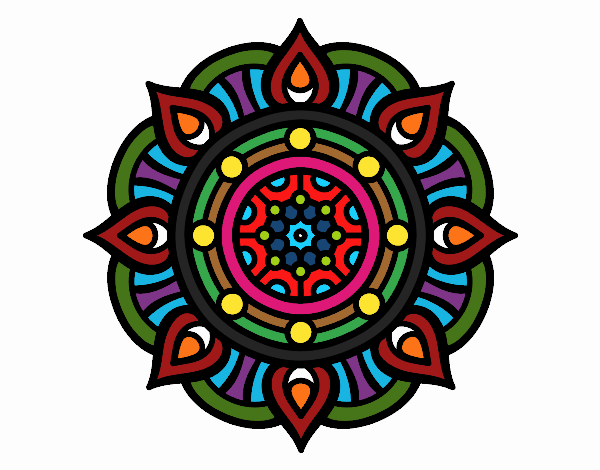 Coloring page Mandala fire points painted byunicorn