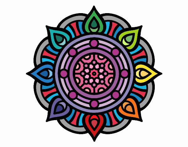Coloring page Mandala fire points painted byBell