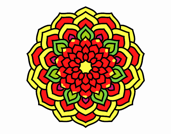 Coloring page Mandala flower petals painted byunicorn