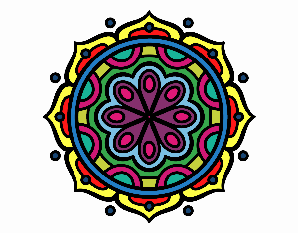 Coloring page Mandala to meditate painted byunicorn