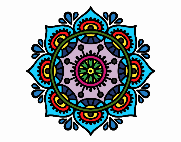 Coloring page Mandala to relax painted byunicorn