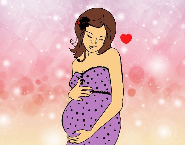 Coloring page Happy pregnant woman painted byStefany