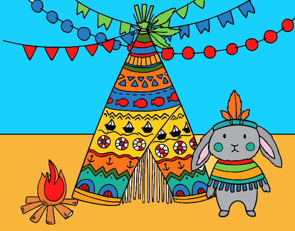Coloring page Indian rabbit painted bymindella