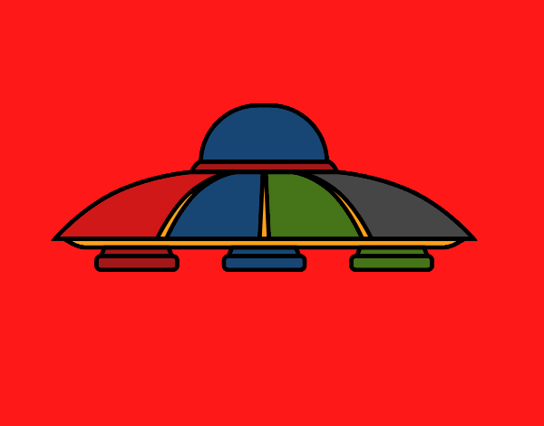 Coloring page UFO aliens painted bymindella
