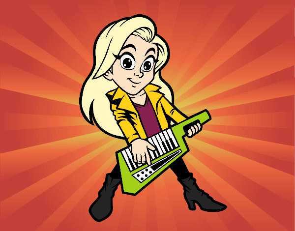 Coloring page Girl playing the keytar painted bybarbie_kil