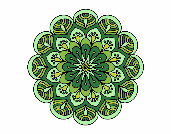 Coloring page Mandala flower and sheets painted bylastflower