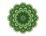 Coloring page Mandala flower and sheets painted bylastflower