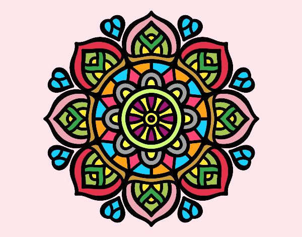 Coloring page Mandala for mental concentration painted bylorna