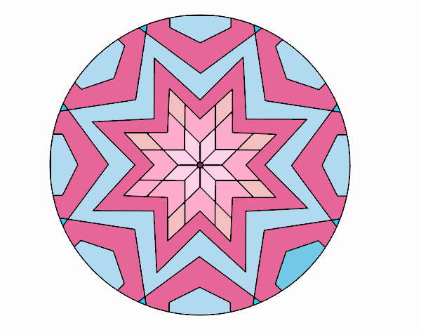 Coloring page Mandala star mosaic painted byMimo