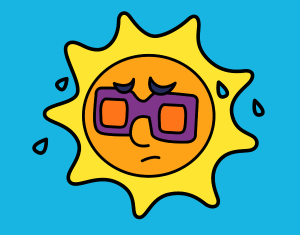 Coloring page Sun with sweat painted bymindella