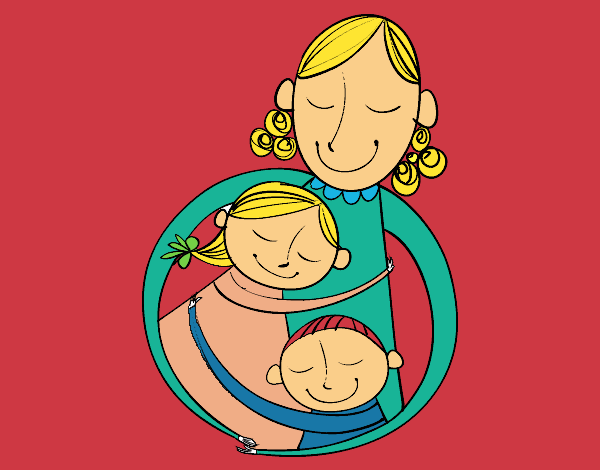 Coloring page A hug for a mom painted bymindella