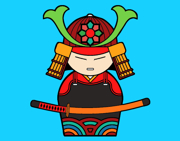 Coloring page Chinese Samurai painted bymindella