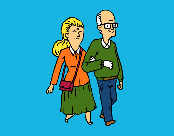 Coloring page Grandparents couple painted bymindella