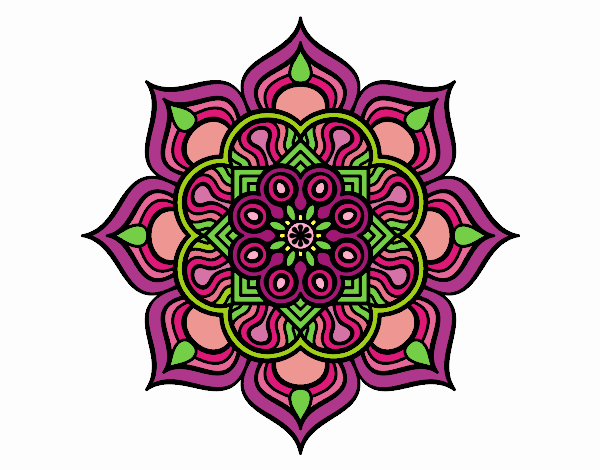 Coloring page Mandala flower of fire painted byMimo