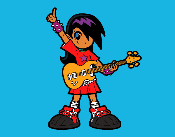 Coloring page Rocker girl painted bymindella