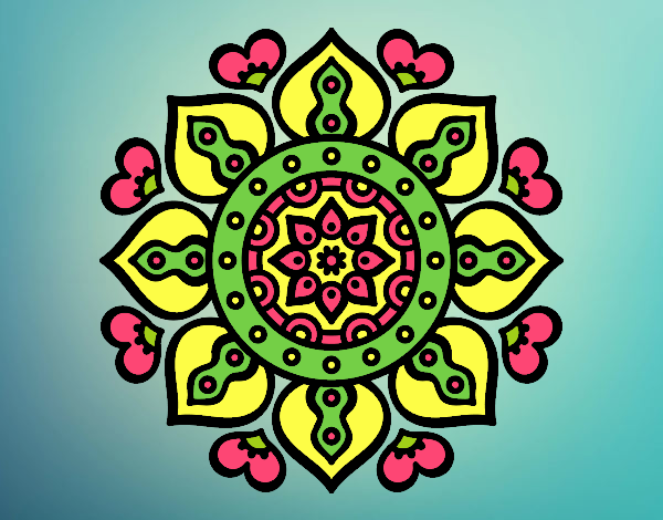 Coloring page Mandala arabic hearts painted byMimo