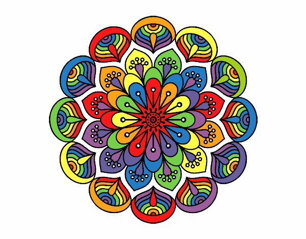 Coloring page Mandala flower and sheets painted bykatie