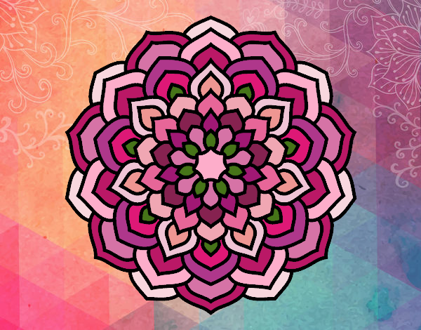 Coloring page Mandala flower petals painted byMimo
