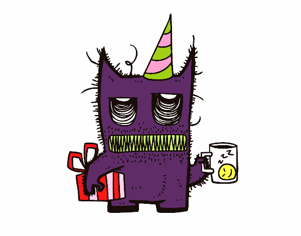 Coloring page Monster birthday gifts painted byIbeline