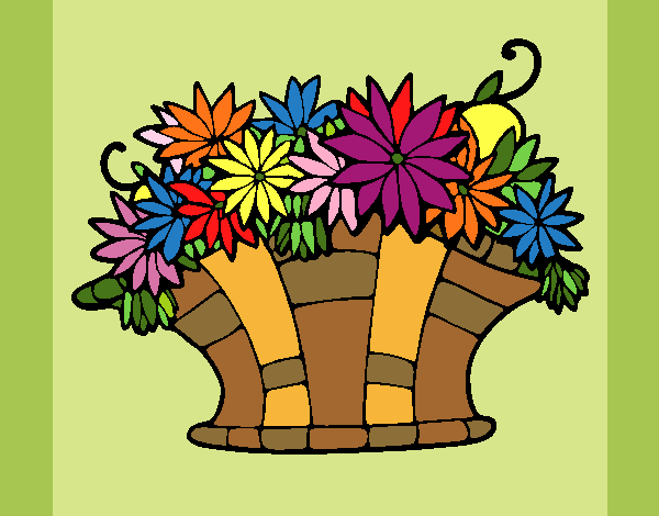 Coloring page Basket of flowers 7 painted bykatie