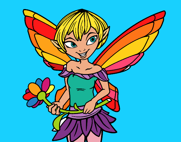 Coloring page Fairy with daisy  painted bymindella