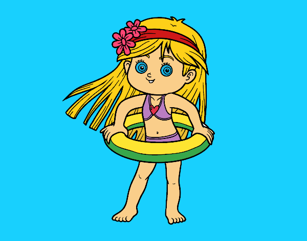 Coloring page Girl with float painted bymindella