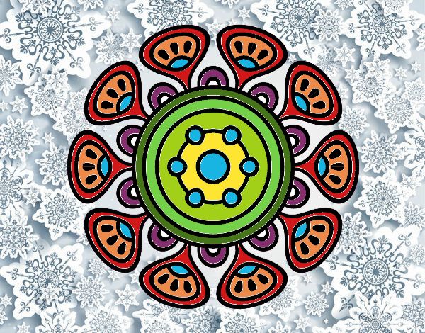 Coloring page Mandala vegetal growth painted bymercy