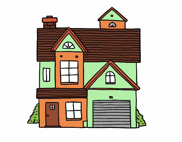 Coloring page American family house painted byAnia