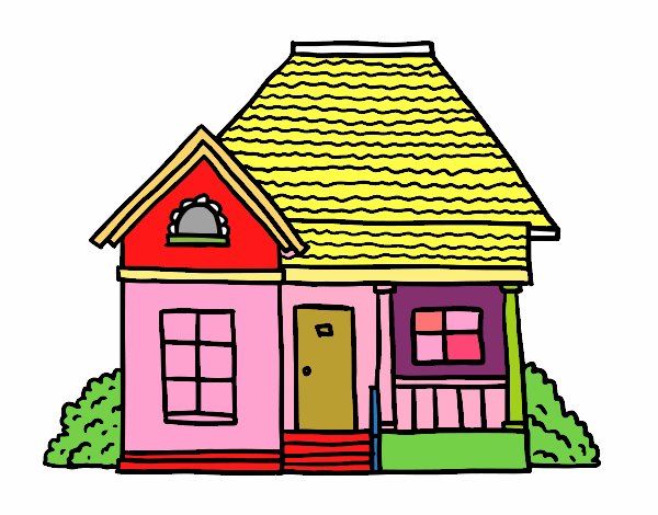 Coloring page Cottage of the village painted bysahana