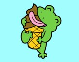 Frog with a ice cream