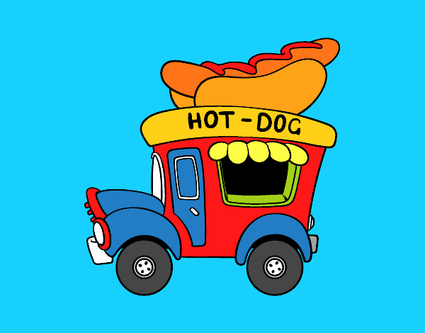 Coloring page Hot dog food truck painted bymindella