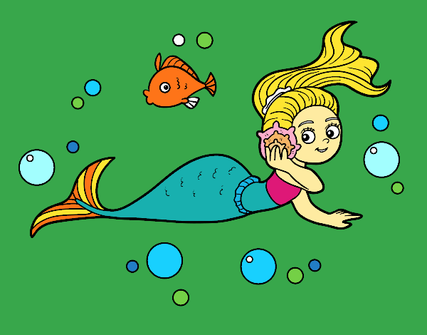 Coloring page Magical mermaid painted bymindella