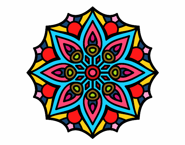 Coloring page Mandala simple symmetry  painted bysahana