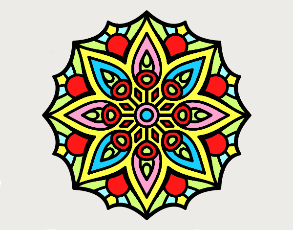 Coloring page Mandala simple symmetry  painted byAnia