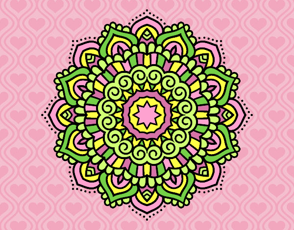 Coloring page Mandala decorated star painted byAnia