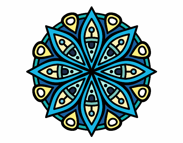 Coloring page Mandala for the concentration painted bytori