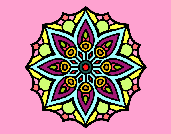 Coloring page Mandala simple symmetry  painted bySarahAlex
