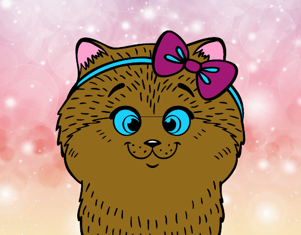Coloring page A cat with ribbon painted byGramanana4