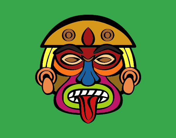 Coloring page Aztec mask painted byAish 
