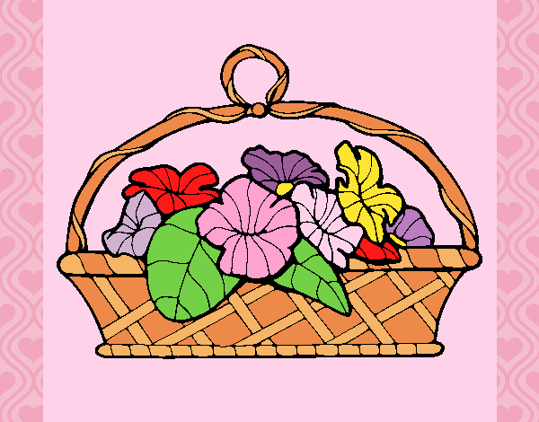 Coloring page Basket of flowers 5 painted byAnia