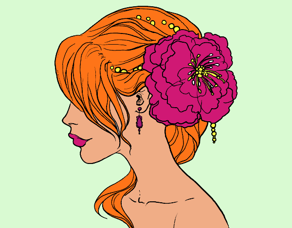 Coloring page Flower wedding hairstyle painted byAish 