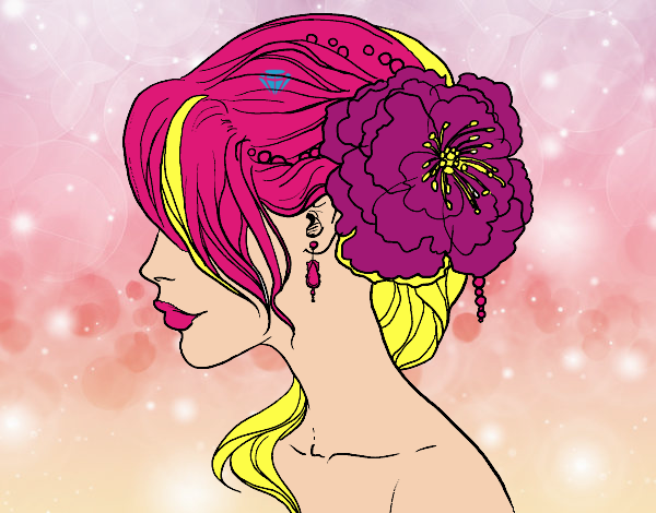 Coloring page Flower wedding hairstyle painted byGramanana4
